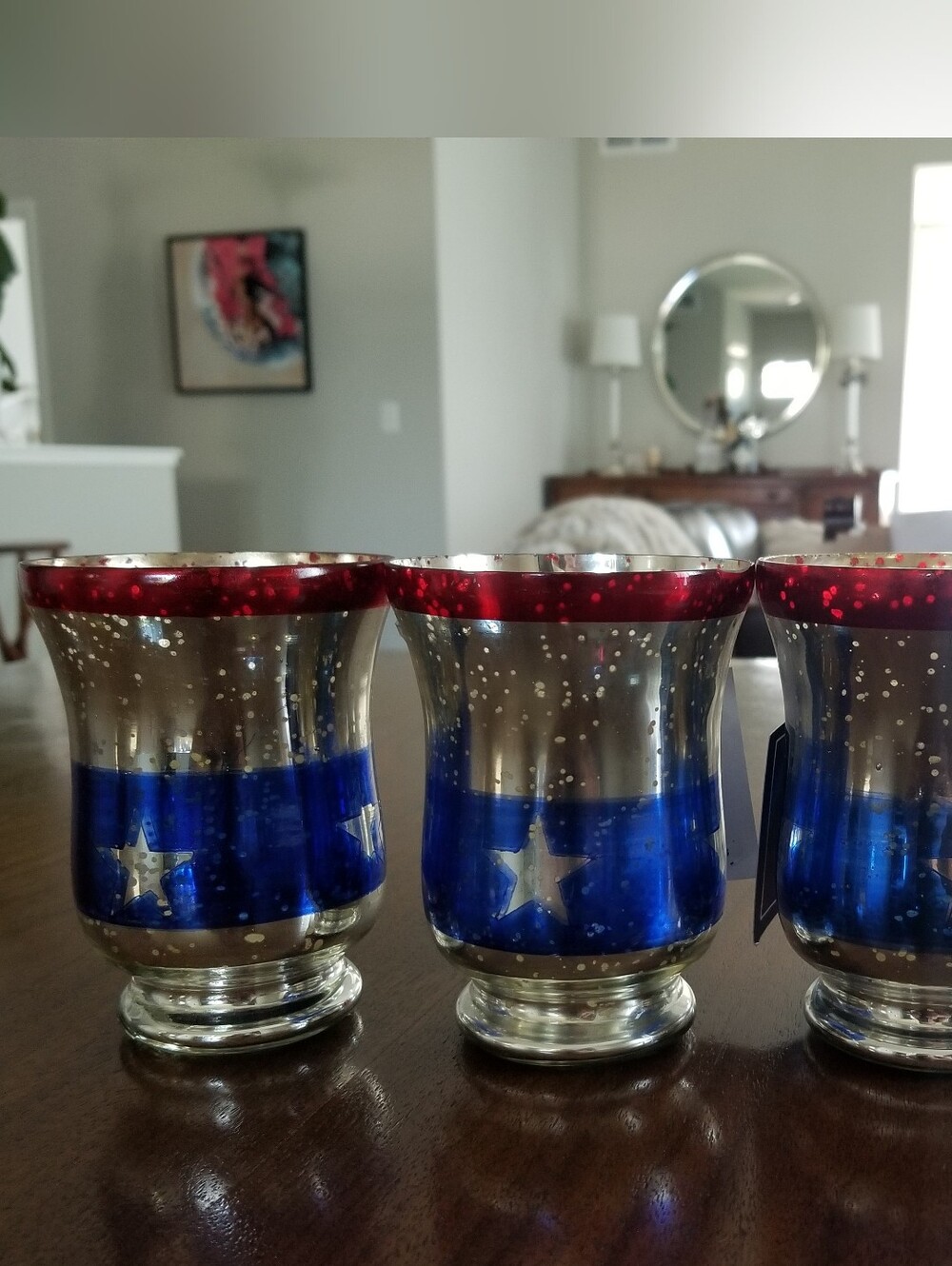 Mercury Glass Votive Set, Patriotic Stars